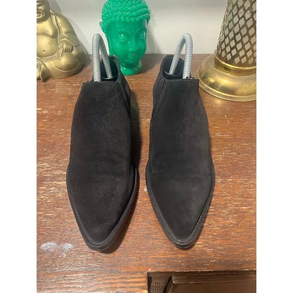 ZARA Western Suede Black Booties 7 Festival Boho